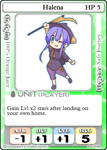 Halena's player card from 100% Orange Juice